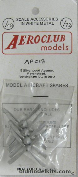 Aeroclub 1/72 (4) Rotal Dart Four Blade 10' Diameter Propellers, AP018 plastic model kit